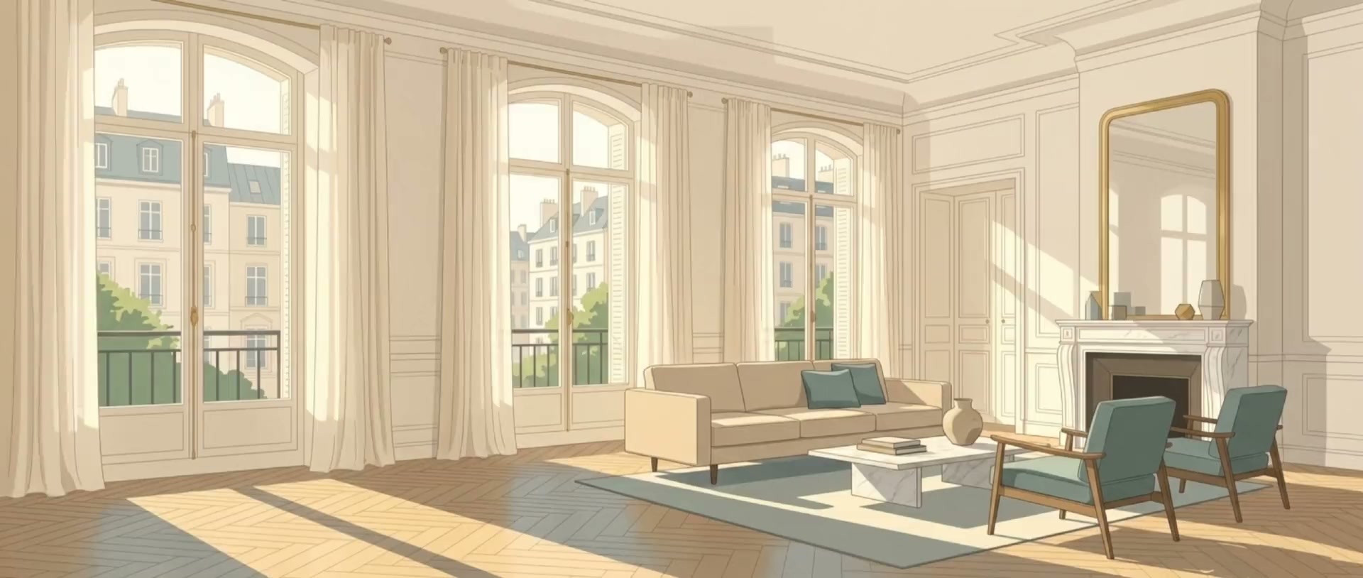 Intérieur d'un appartement parisien du quartier Faubourg-Montmartre